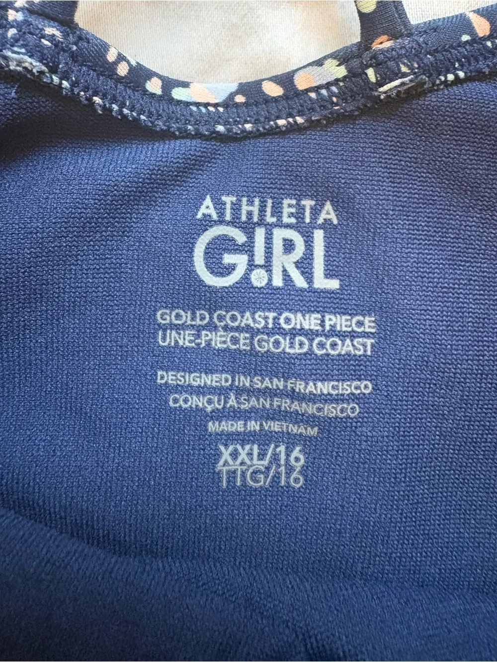 Athleta Girl Gold Coast One Piece Swimsuit XXL 16 Blue Speckled